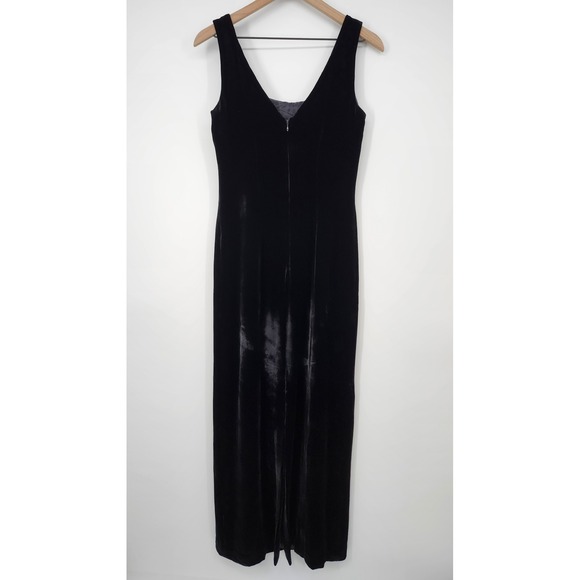 Brooks Brothers Black Velvet Maxi Dress Size 6 Glam NYE Evening Formal Holiday - Picture 3 of 7